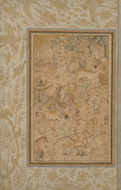 Princes chassant dans un paysage rocheux, vers 1580-85, bordures ajoutées vers 1700 - Unbekannt