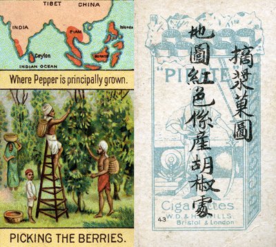 Principales zones de production de poivre, de la série de cartes de cigarettes 