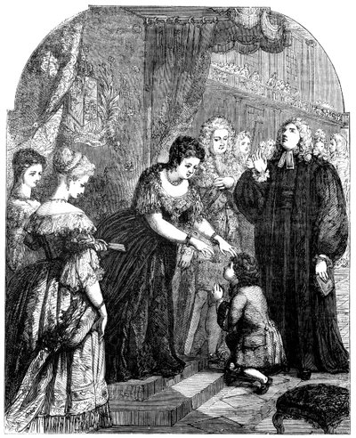 La reine Anne 1665-1714 touchant le jeune Samuel Johnson pour le mal - Unbekannt