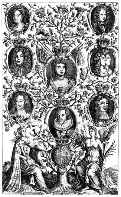 Arbre généalogique de la famille de la reine Anne 1665-1714 - Unbekannt