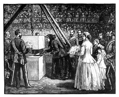 La reine Victoria posant la première pierre du Royal Albert Hall, Londres, années 1860 - Unbekannt