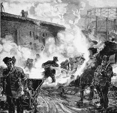 Extinction du coke, travaux de la South Metropolitan Gas Company, East Greenwich, Londres, 1891 - Unbekannt