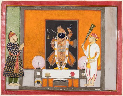 Raja Ram Singh adore Krishna en tant que Brij Nathji le marié, vers 1820 - Unbekannt