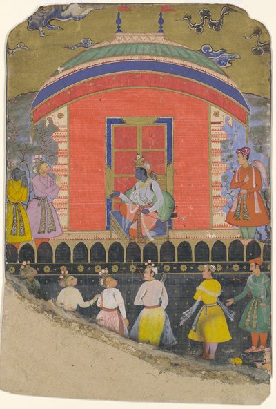 Rama reçoit Sugriva et Jambavat, les rois singe et ours, folio de..., vers 1605 - Unbekannt