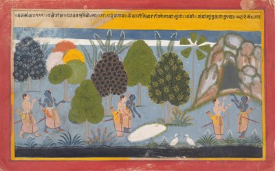 Rama et Lakshmana cherchent en vain Sita : Folio illustré..., vers 1680-90 - Unbekannt