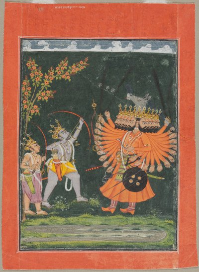 Rama et Laksmana combattant Ravana, vers 1750 - Unbekannt
