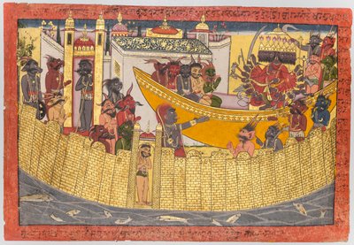 La sœur de Ravana se plaint que son nez a été coupé par Lakshmana comme les démons..., 1690-1710 - Unbekannt