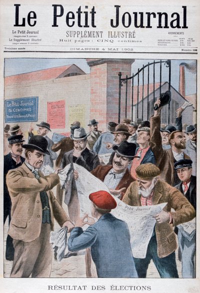 Lecture des résultats des élections dans le journal, Paris, 1902 - Unbekannt