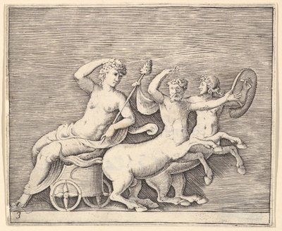Figure féminine allongée sur un char tiré par deux centaures, publié vers 1599-1622 - Unbekannt