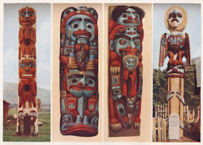 Sagas indiennes rouges racontées en bois sculpté et peint, vers 1935 - Unbekannt
