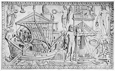 Relief montrant le phare romain à Ostie, port de Rome, Italie - Unbekannt