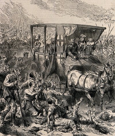 Secourir les soldats russes blessés du champ de bataille, vers 1878 - Unbekannt