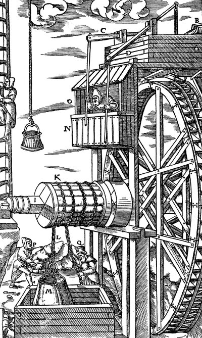 Treuil réversible pour lever des seaux en cuir d