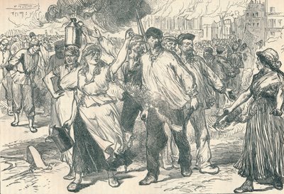 Émeutiers et pétroleuses incendiant des bâtiments publics à Paris pendant la Commune de Paris, 1871, 1906 - Unbekannt