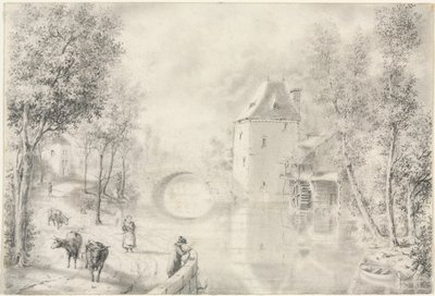 Route près du vieux pont, 1800s - Unbekannt