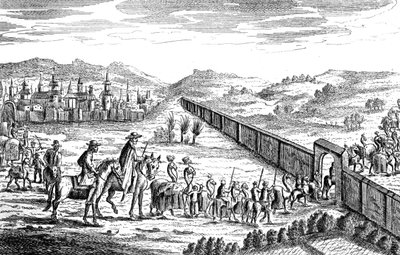 Robinson Crusoé avec la caravane moscovite, vers 1719 - Unbekannt