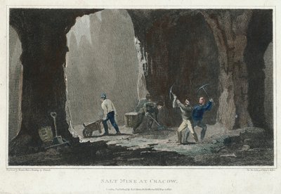 Sel gemme : Mineurs au travail dans une mine de sel près de Cracovie, Pologne, vers 1820 - Unbekannt
