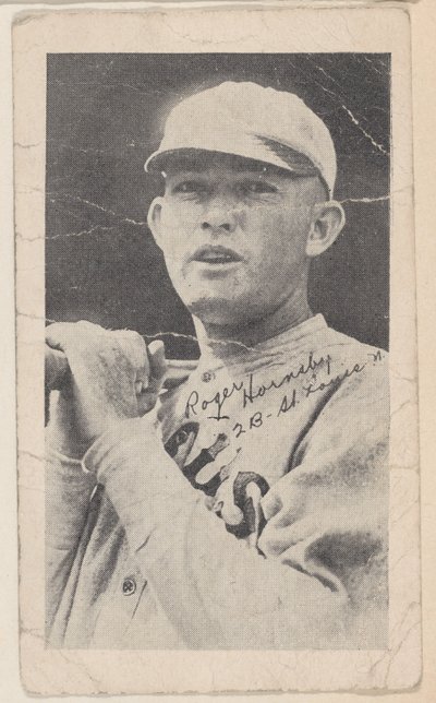 Rogers Hornsby, 2 B - St. Louis N., de Baseball strip cards W575-2, vers 1921-22 - Unbekannt