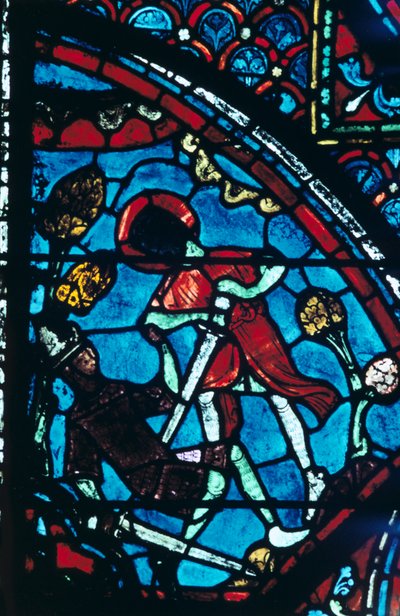 Roland perce le géant Ferragut au nombril, vitrail, cathédrale de Chartres - Unbekannt