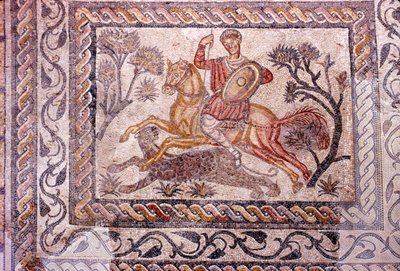 Mosaïque romaine de cavalier chassant un léopard, Mérida, Espagne, 2e-3e siècle - Unbekannt