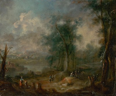 Paysage romantique avec personnages - Unbekannt