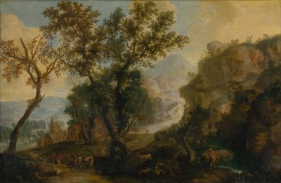 Paysage romantique avec personnages - Unbekannt