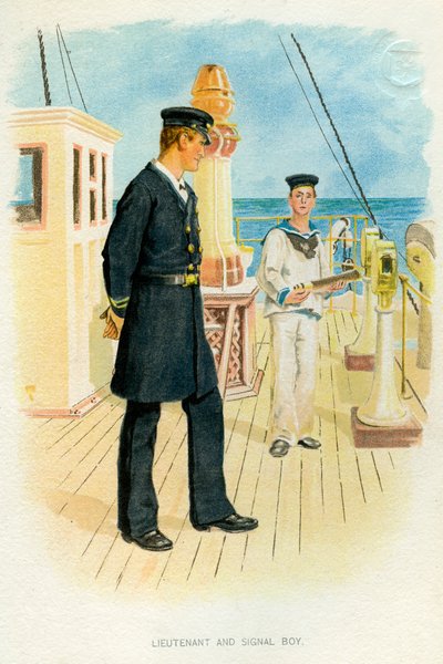 Lieutenant de la Royal Navy et garçon de signalisation, vers 1890-1893 - Unbekannt