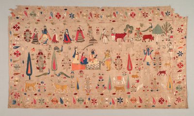 Rumal décoré de scènes de la vie de Krishna - Unbekannt