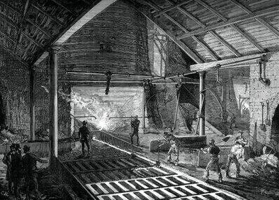 Coulée du fer en fusion dans les moules, vers 1880 - Unbekannt