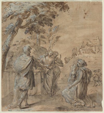 Ruth et Boaz recto La chute de Simon le Magicien verso, 1600s - Unbekannt