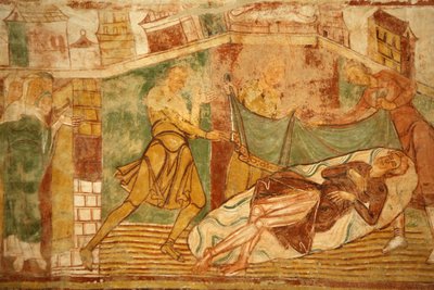 Église abbatiale de Saint-Savin sur Gartempe Peinture de la voûte de la nef : Scène de l