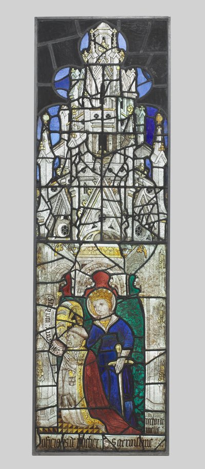 Sainte Catherine avec un donateur masculin agenouillé, 1400s - Unbekannt
