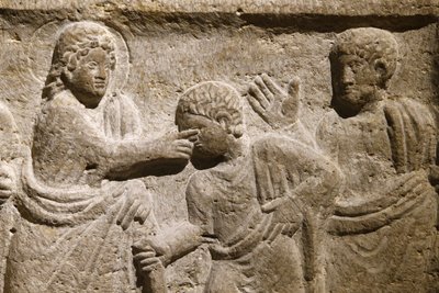 Abbaye Saint-Victor, Marseille. Détail du sarcophage : Jésus guérissant un aveugle. France - Unbekannt