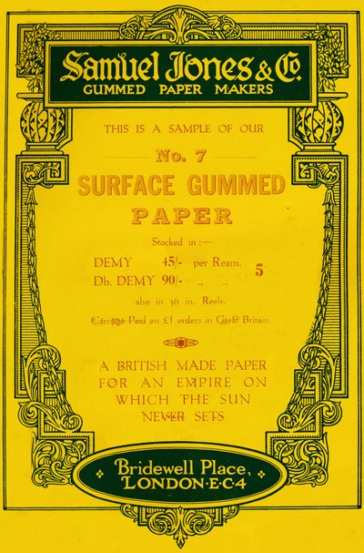 Publicité pour Samuel Jones & Company, fabricants de papier gommé, 1919 - Unbekannt