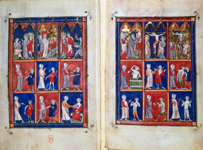 Scènes de la vie du Christ, et médecins avec patients, vers 1300 - Unbekannt