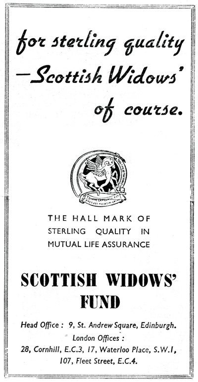 Scottish Widows Fund, 1938 - Unbekannt