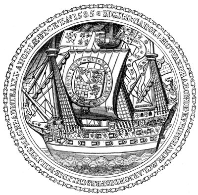 Sceau et autographe du Lord Haut Amiral, Charles, Lord Howard de Nottingham, 1585 - Unbekannt