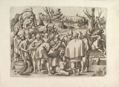 Recherche dans les bagages du frère de Joseph, vers 1545 - Unbekannt