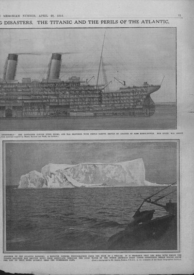 Diagramme en coupe du Titanic et iceberg, 20 avril 1912 - Unbekannt