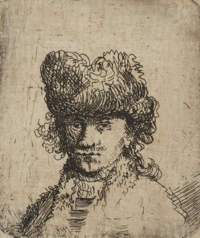 Autoportrait en bonnet de fourrure : buste, 18ème siècle - Unbekannt
