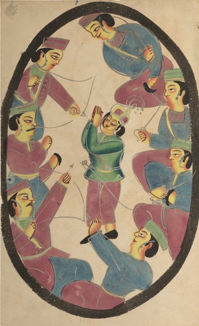 Sept héros ou guerriers tuant Abhimanya, fils d