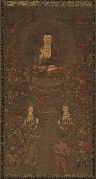 Shakyamuni Triade avec les Seize Protecteurs du Grand Sutra de la Sagesse, 1300s - Unbekannt