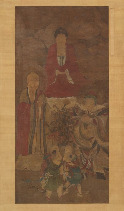 Shakyamuni avec luohan, roi céleste et garçons, début du 17e siècle - Unbekannt