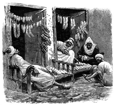 Magasin de chaussures à Fès, Maroc, vers 1890 - Unbekannt