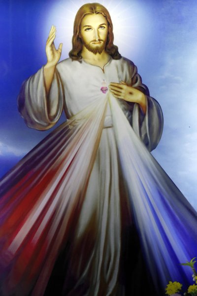 Boutique vendant des articles chrétiens religieux. Jésus miséricordieux, j
