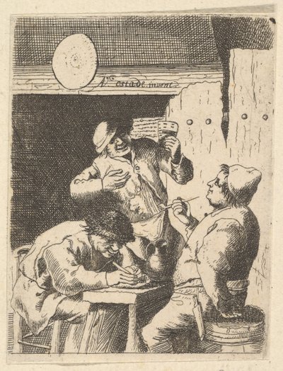 Chanteur debout entre deux fumeurs, 1610-85 - Unbekannt