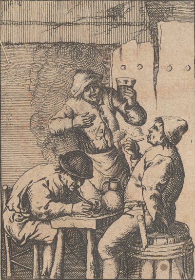 Chanteur debout entre deux fumeurs, 1610-85 - Unbekannt