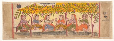 Six Gopis assises sous des arbres : Page d