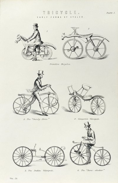 Six premières formes de bicyclette, vers 1870 - Unbekannt