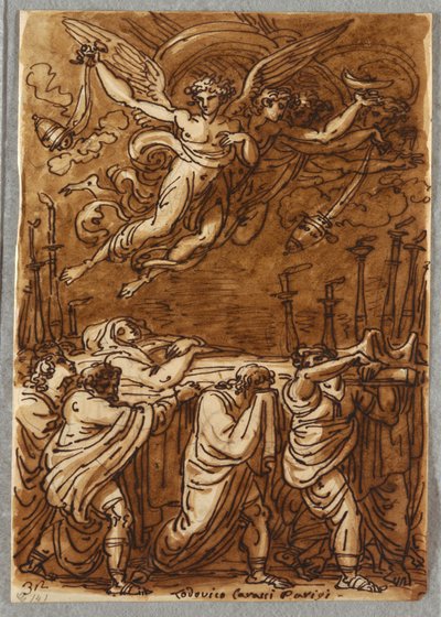 Folio de Carnet de Croquis, Les Apôtres Portant le Corps de la Vierge au Tombeau, Étude d